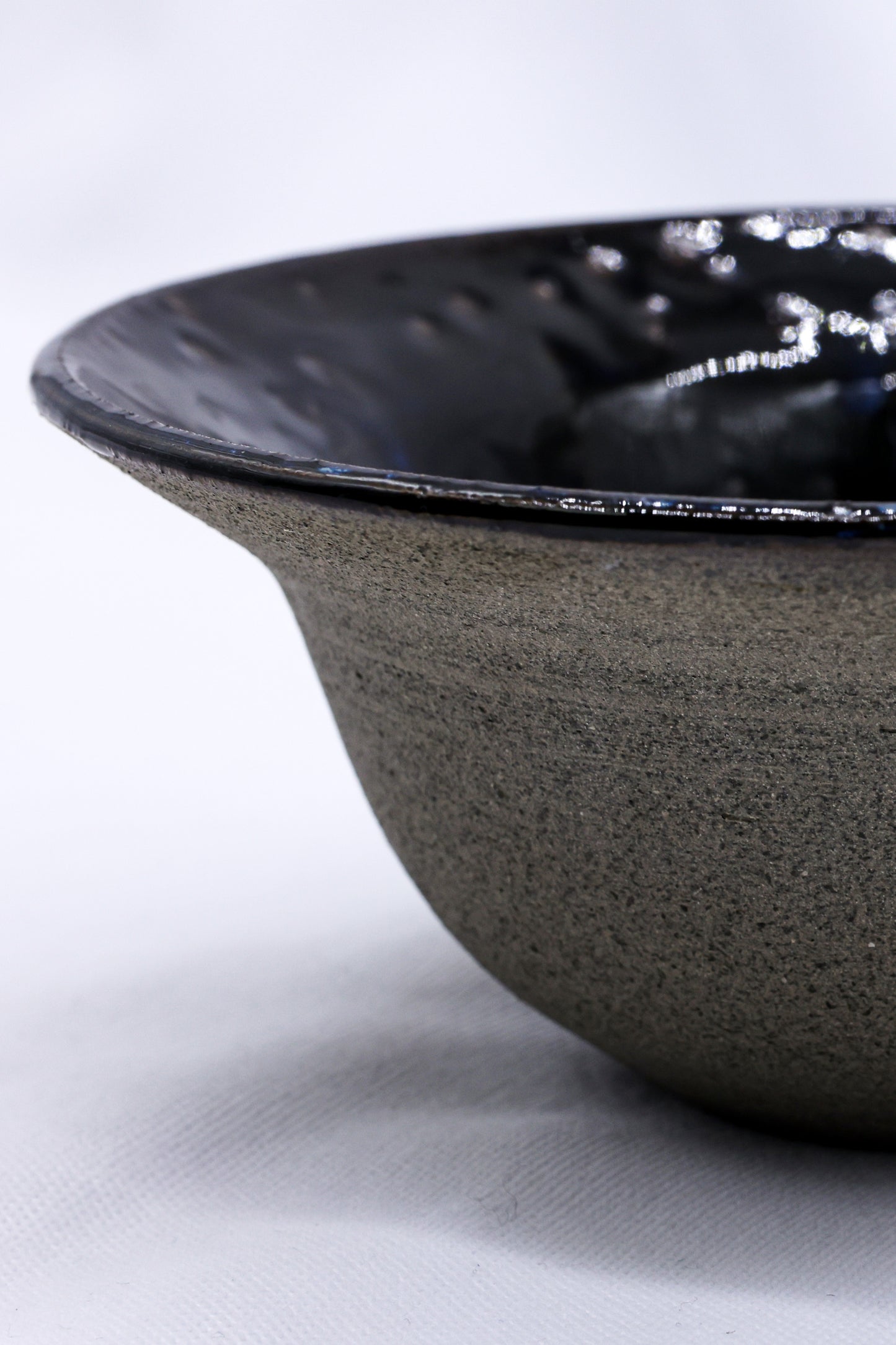 7,5' Turquoise Blue Handmade Grey Stoneware Bowl