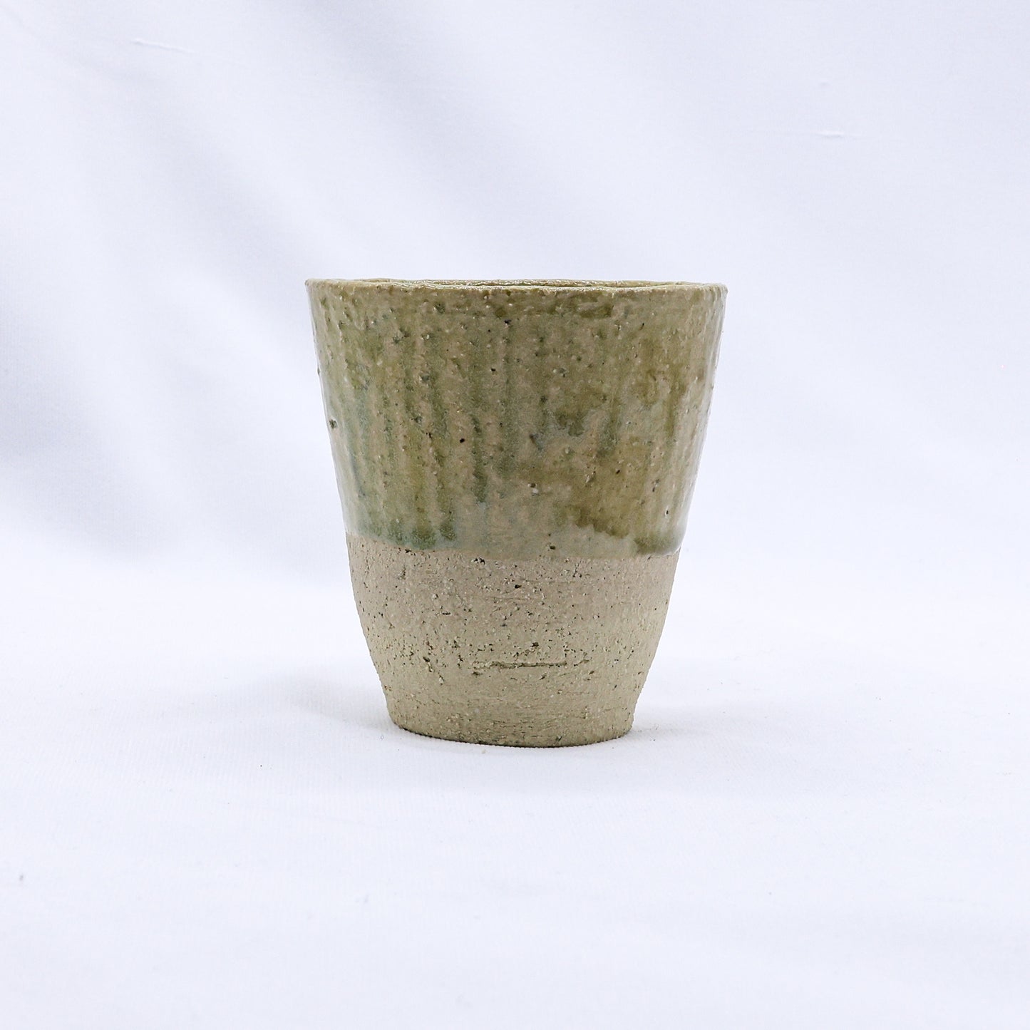 Beige Quadra Milled Stoneware Tall Handmade Ceramic Cup