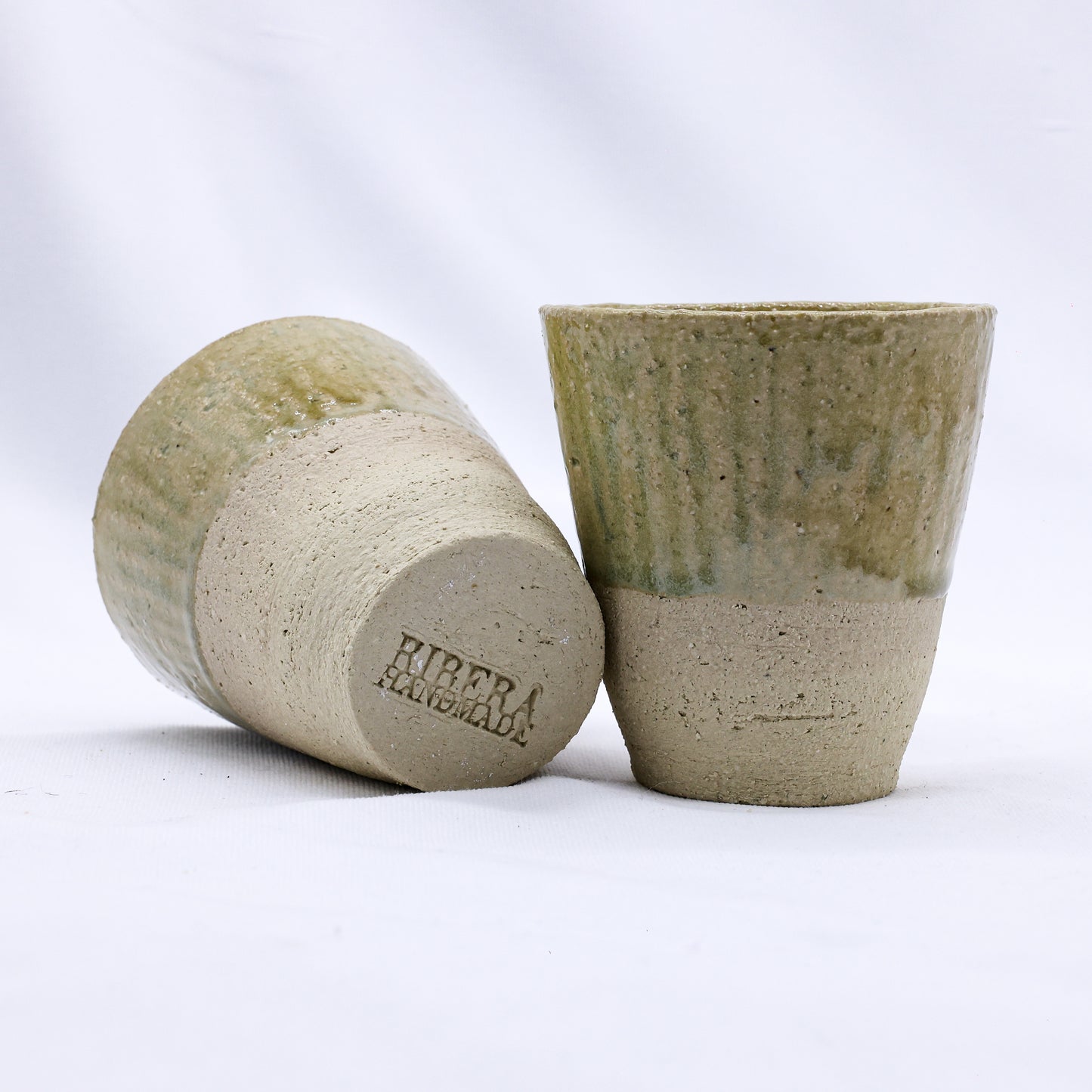 Beige Quadra Milled Stoneware Tall Handmade Ceramic Cup