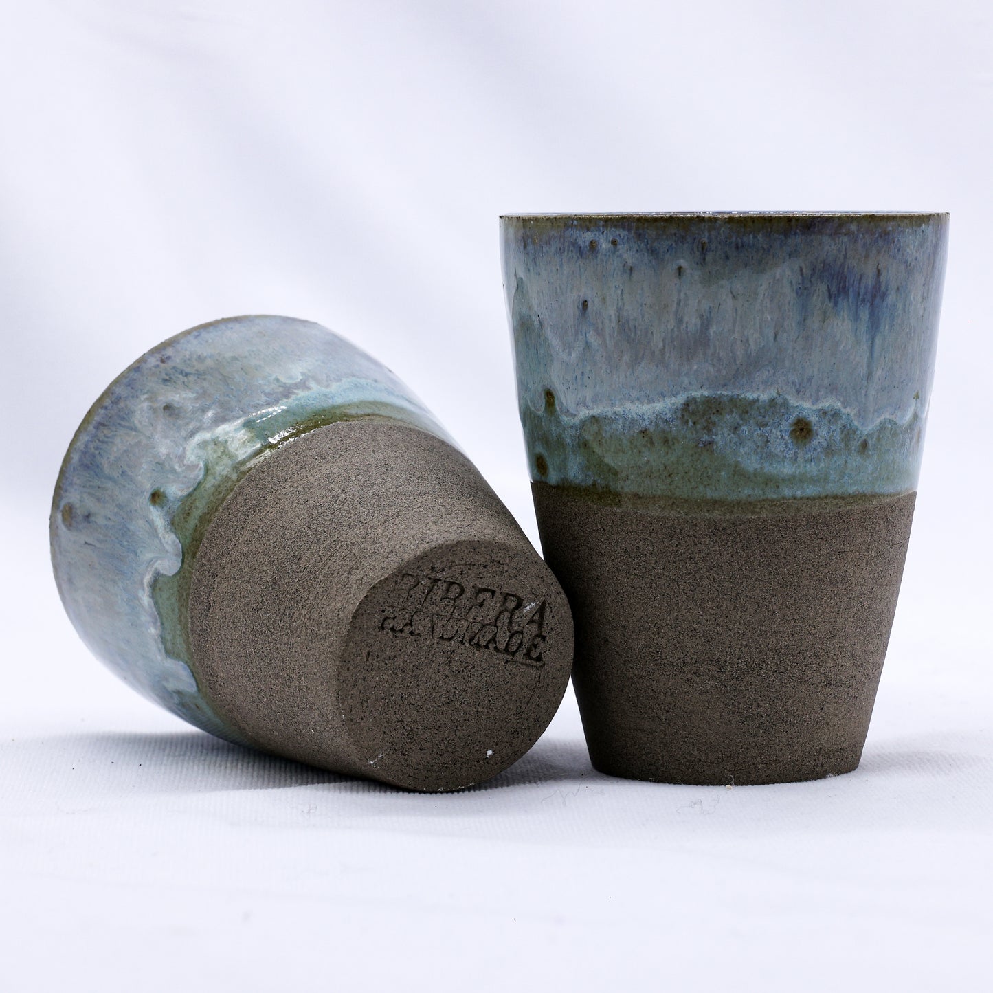 Bluvio Quadra Handmade Ceramic Smoked Grey Stoneware Tall Ceramic Cup