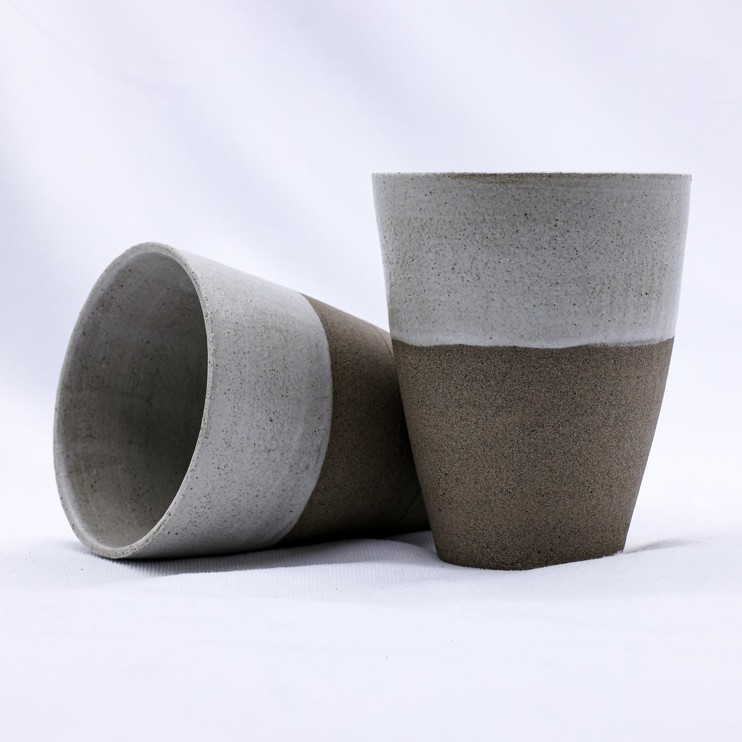 Bianca Quadra Green Handmade Ceramic Smoked Grey Stoneware Tall Ceramic Cup