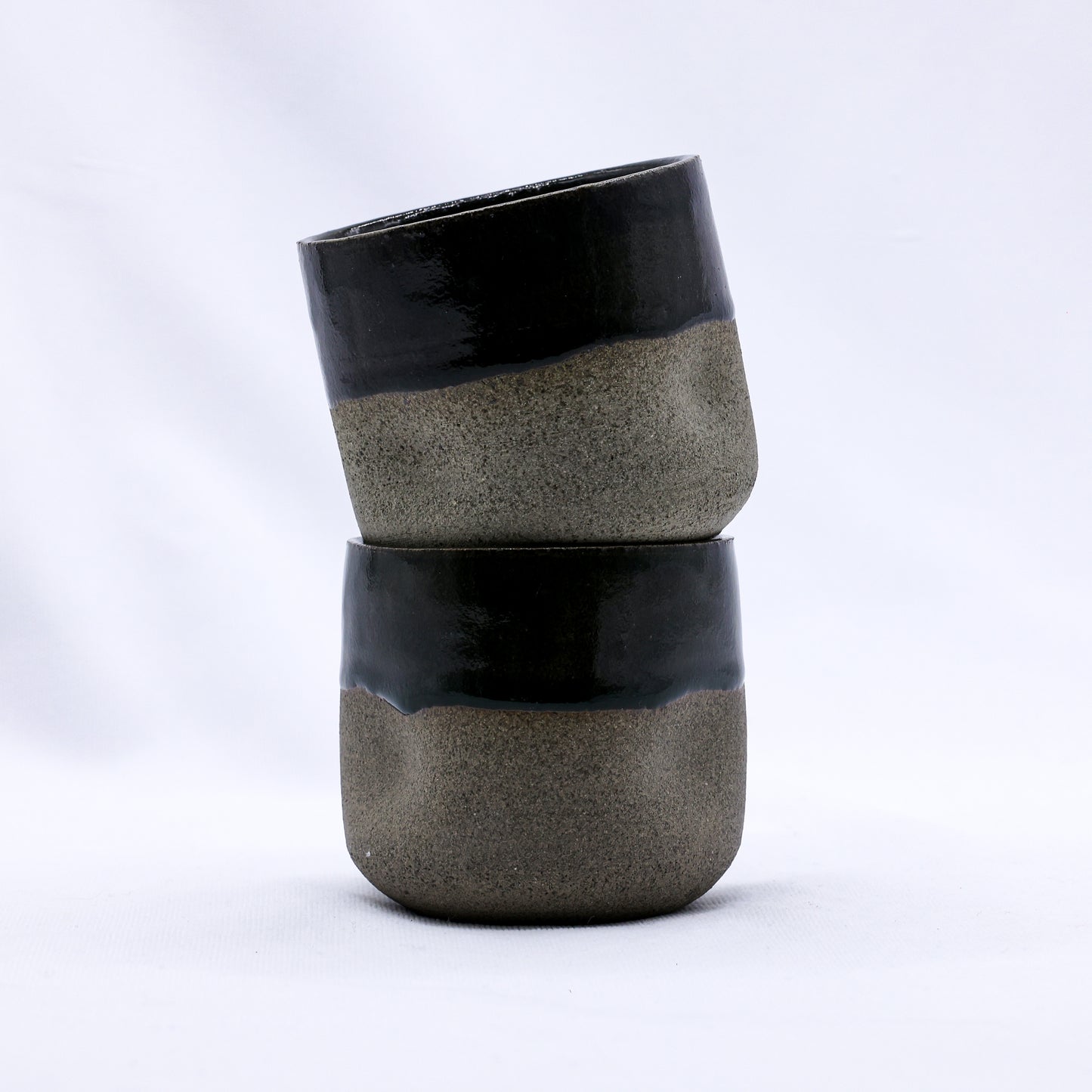 Verde Goccio Handmade Ceramic Smoked Grey Stoneware Short Cup