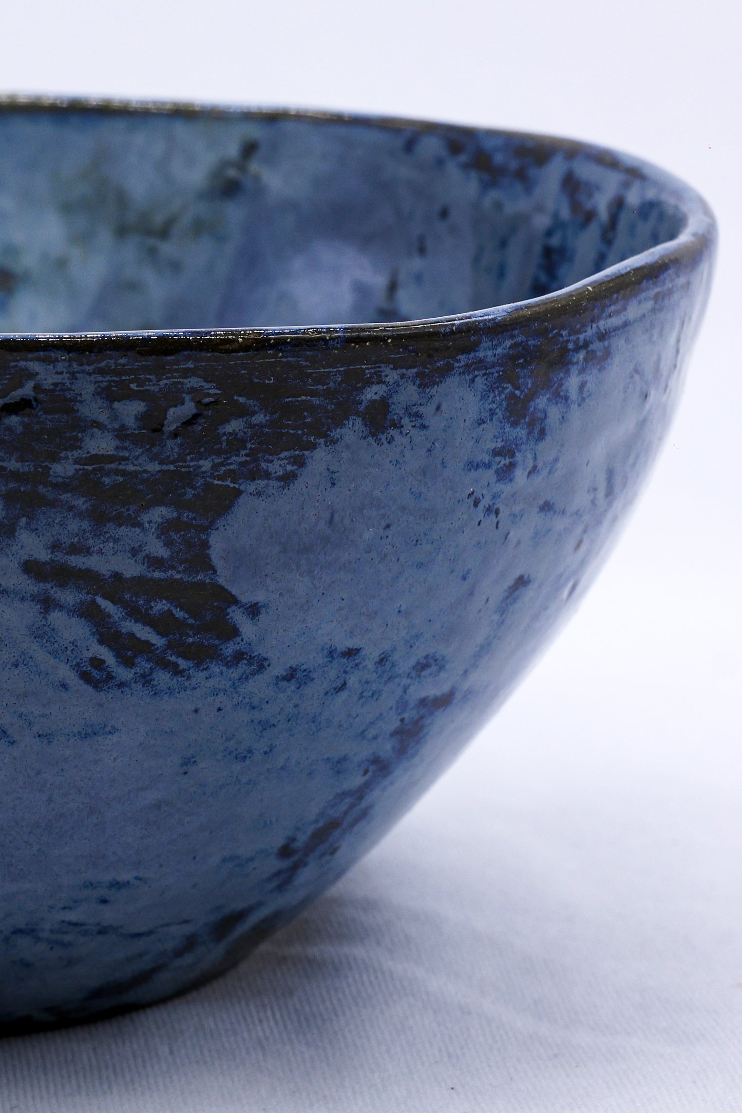 Large Turquoise Blue Smoked Grey Large Handmade Ceramic Stoneware Bowl