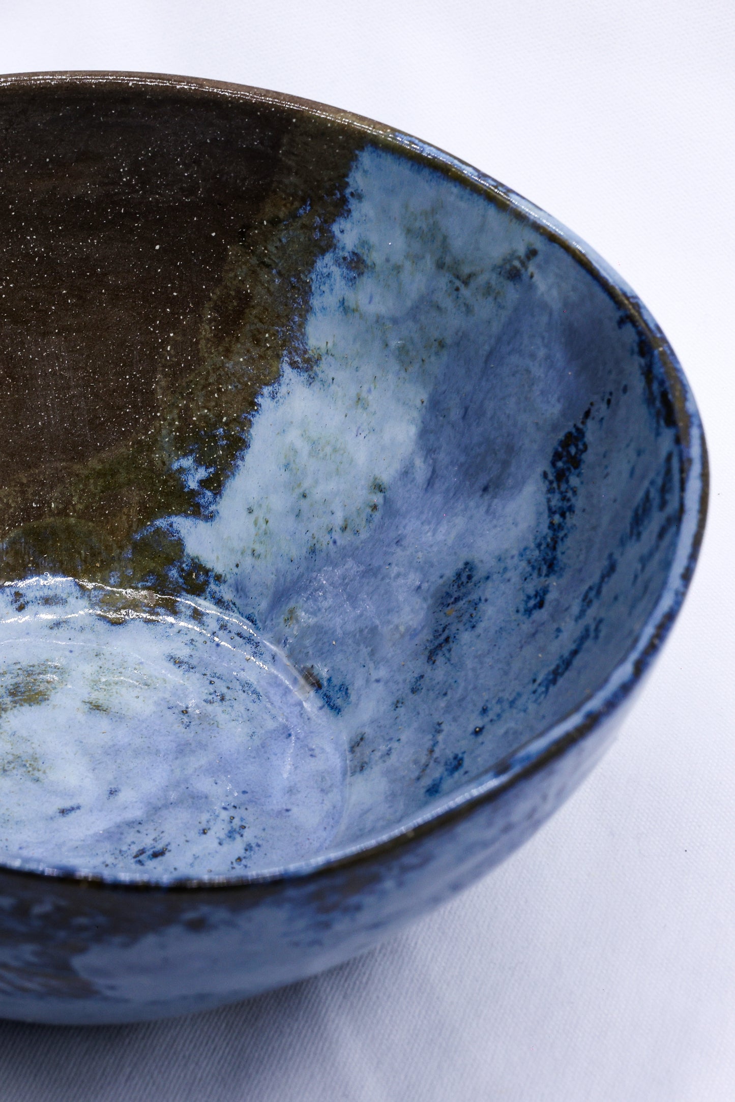 Large Turquoise Blue Smoked Grey Large Handmade Ceramic Stoneware Bowl