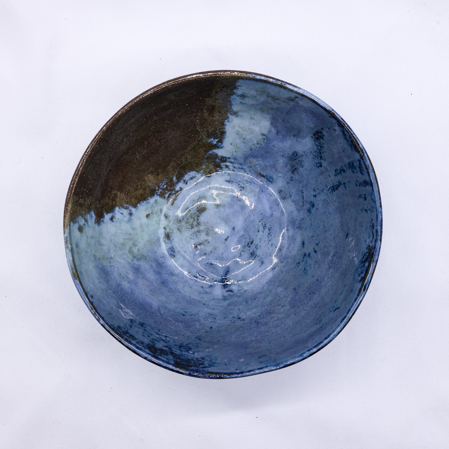 Large Turquoise Blue Smoked Grey Large Handmade Ceramic Stoneware Bowl