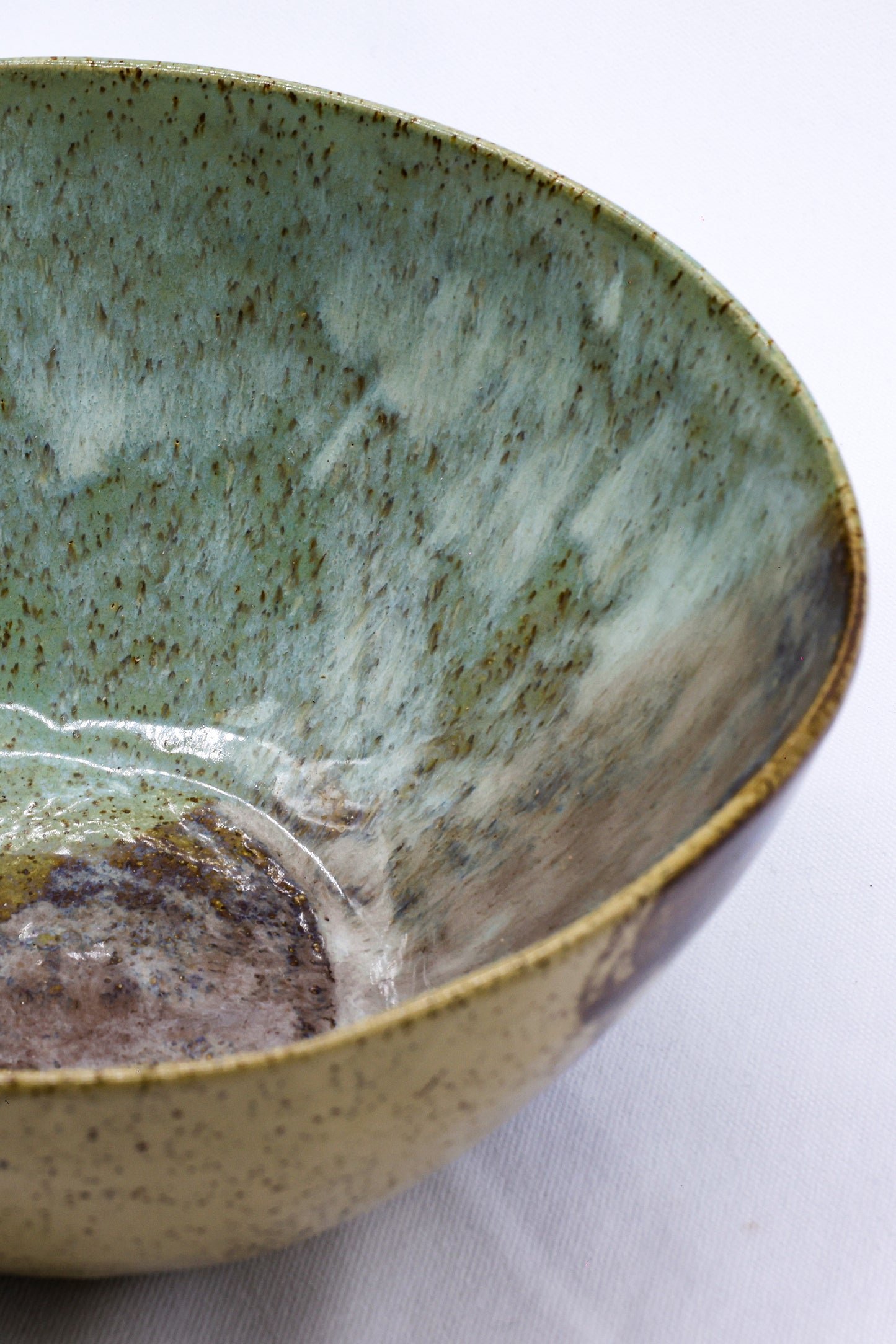 Large Green Handmade Ceramic Stoneware Bowl