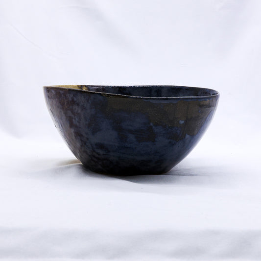 Large Dark Blue Handmade Ceramic Stoneware Bowl