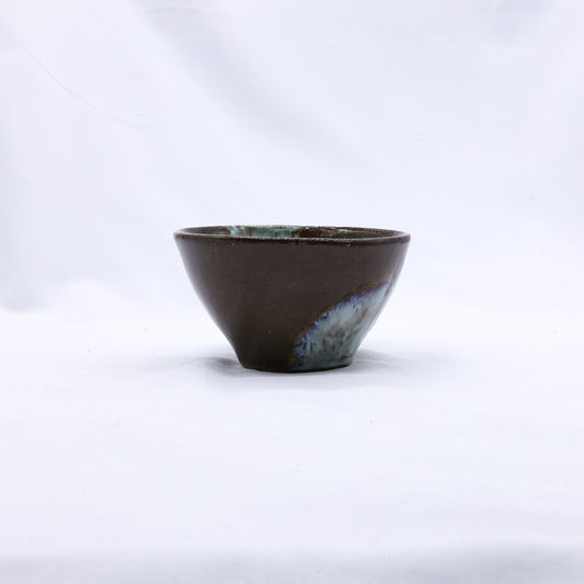 Small Smoked Grey Pure White Small Handmade Ceramic Stoneware Dinner Bowl