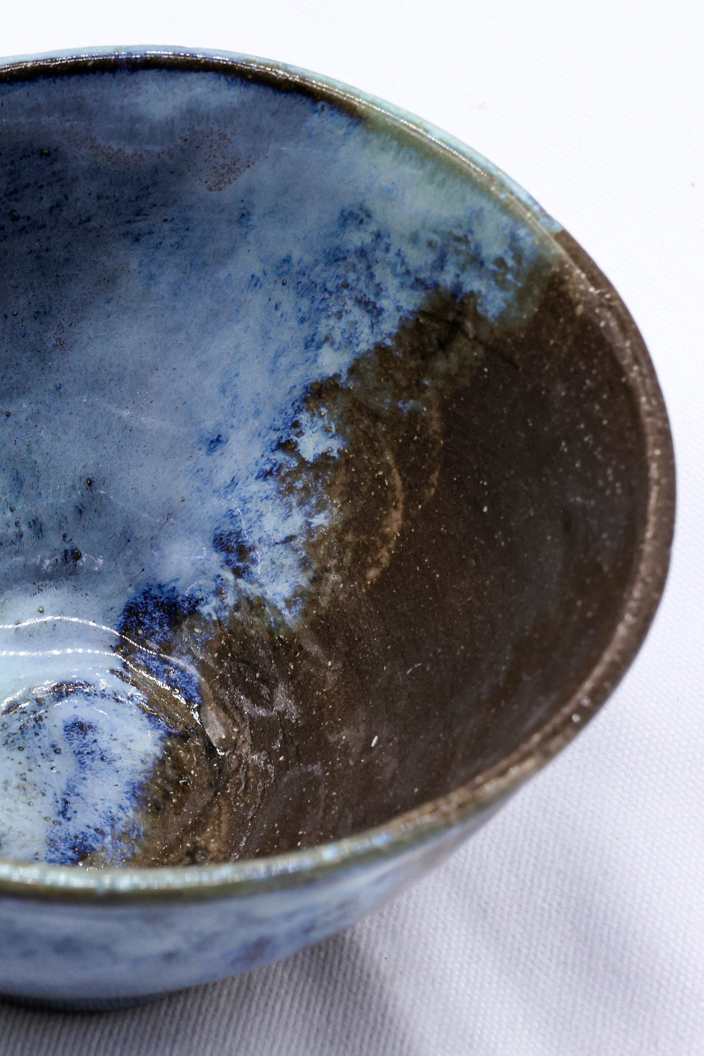 Small Smoked Grey Turquoise Blue Small Handmade Ceramic Stoneware Dinner Bowl