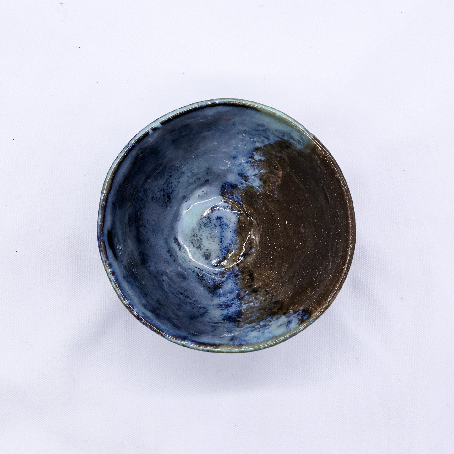 Small Smoked Grey Turquoise Blue Small Handmade Ceramic Stoneware Dinner Bowl